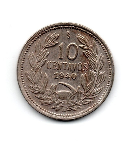Chile Moneda 10 Centavos Año 1940 Km#166