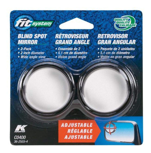 Espejo Punto Ciego 360 Grados Ajustable 4.6 Cm Negro 2 Pieza