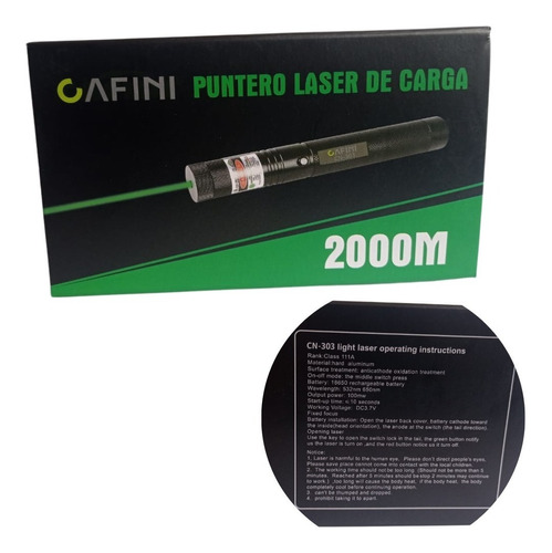 Puntero Laser Verde Recargable Cafini Gran Alcance 2000 M