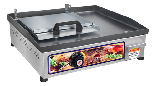 Chapa Elétrica De Lanches Inox C/ Prensa 40x35 Profissional Cor Voltagem 127v