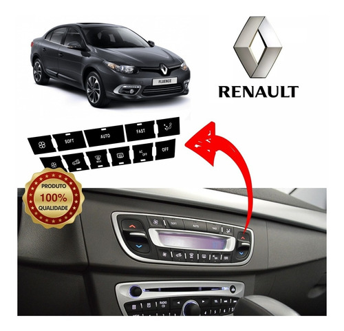 Botões Ar Condic. Renault Fluence | Kit Adesivos P/ Reparo