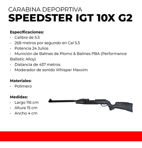 Rifle Aire Con Mira 5.5 Speedster 10x Igt Carga Rapida Gamo