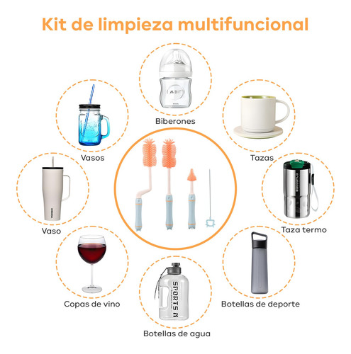 Cepillo Para Biberones De Silicona 5 En 1 Multifunción