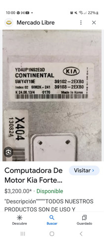 Computadora Pcm De Kia Forte Kia Spectra Motor 1.8 Año 04/14