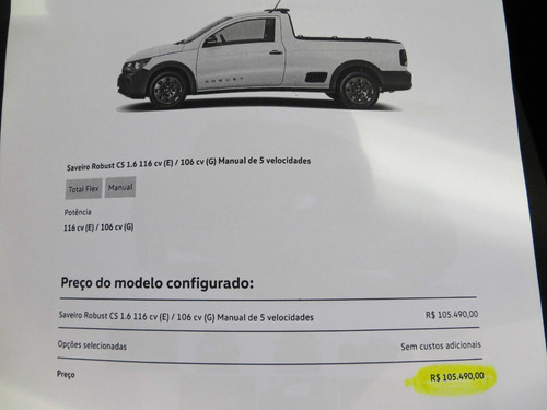 Volkswagen Saveiro 1.6 Robust Cab. Simples 16v Total Flex 2p