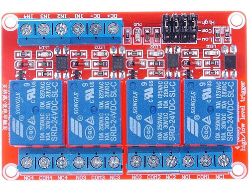 Modulo Relé 4 Canal 12v Activación Configurable  Nivel L/h