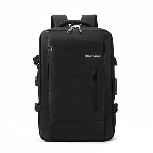 Mochila, Para Homens E Mulheres, Com Fecho De Senha, Capacidade Expandível De 30 A 42 L, Impermeável, Reforçada, Ideal Para Viagens Diárias E Negócios, Pode Acomodar Um Laptop De 15,6 Polegadas Preto
