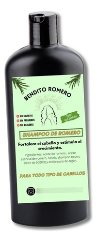 Shampoo Natural De Romero, Sin Parabenos, Crecimiento Fuerte