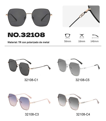 Gafas De Sol Polarizadas Con Diseño De Montura Elegante