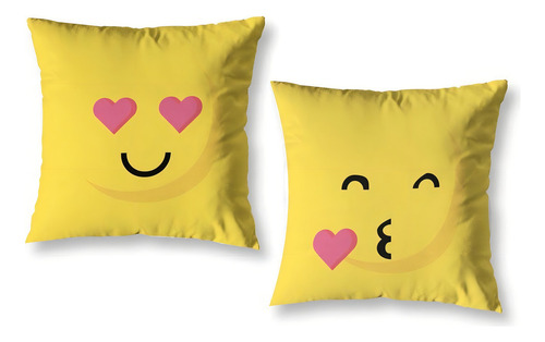Capas De Almofadas Emoji 2 Peças Estampadas Zíper Invisível Cor Outro
