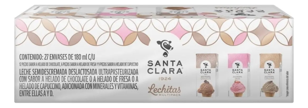 Leche Deslactosada Santa Clara 27 Lechitas De 180ml C/u
