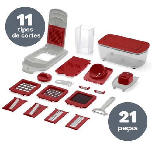 Kit Cortador Alimentos Com 21 Pçs Plastico E Inox Up Home