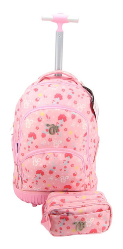 Imagem 2 de 9 de Mochila De Rodinha Com Alça E Estojo Capricho 11885 Floral