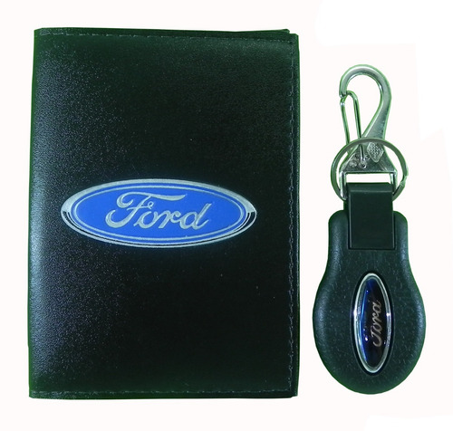 Kit Carteira Couro Porta Documento + Chaveiro Ford