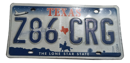 Placa De Auto, Matricula Texas Z86crg Blanca (Usado)