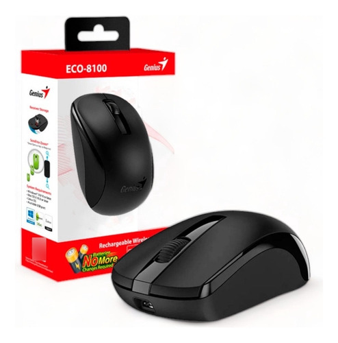 Mouse Inalámbrico Marca Genius Eco-8100 Bateria Recargable