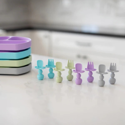 Juego De Cuchara Y Tenedor Bumkins De Silicona Lavanda
