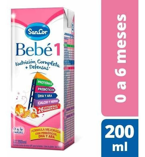 Leche Sancor Bebe 1 (0 A 6 M) Nutricion Infantil 90 X 200ml