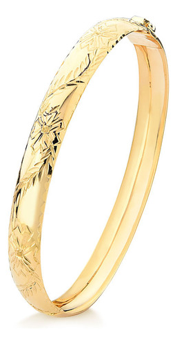 Bracelete Flower Com Aro Abaulado De 7.0mm Em Ouro 18k 18,0