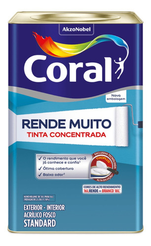 Tinta Acrílica Rende Muito Standard Fosco 16l - Coral Cor Azul Profundo