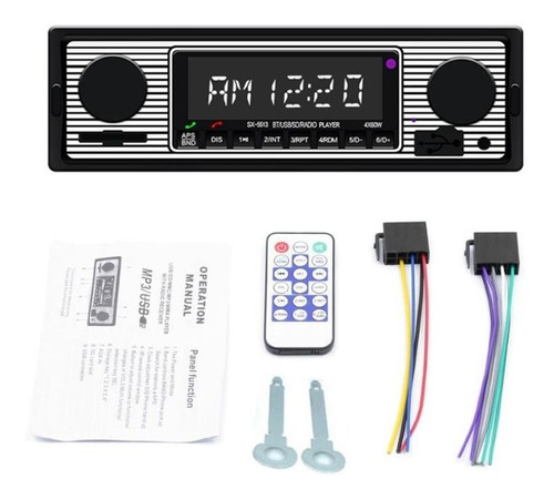 1din Retro Vintage Coche Estéreo Con Bluetooth Aux Usb Fm