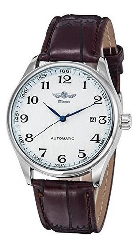 Gute Classic Winner Reloj Mecanico Blanco Dial Azul Manos Pu