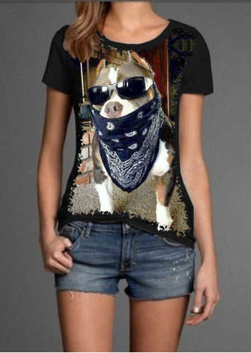 Blusa Fem. 5%off Legal Pitbull Pit Bull Insana Personalizada