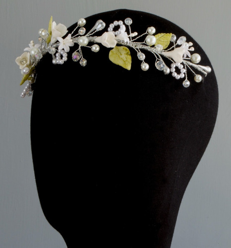 Tocado Diadema Tiara Novia Xv Primera Comunión Inés