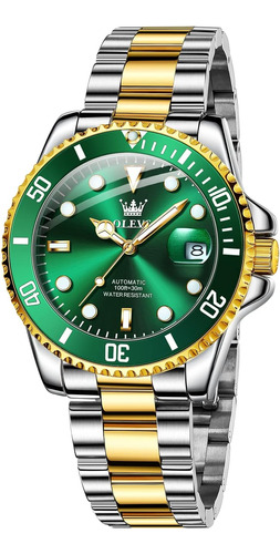 Verde Relojes Automáticos Para Hombres Dial Fecha Diver Relo