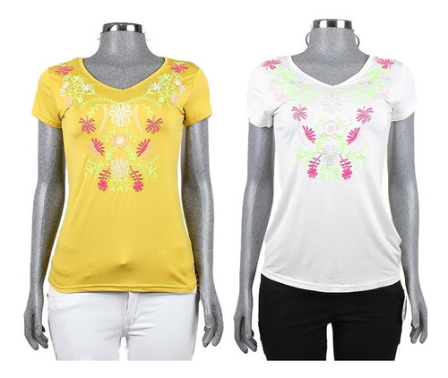Set De 2 Blusas Playera Dama Talla Ch M-824-3