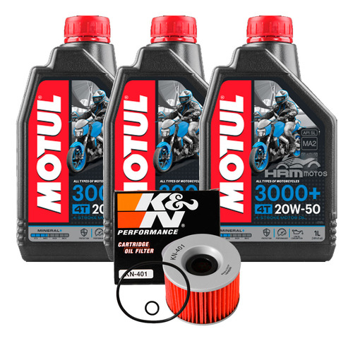 Kit 3 Lts Óleo Motul 3000 20w50 + Filtro K&n Cb 500 Four 