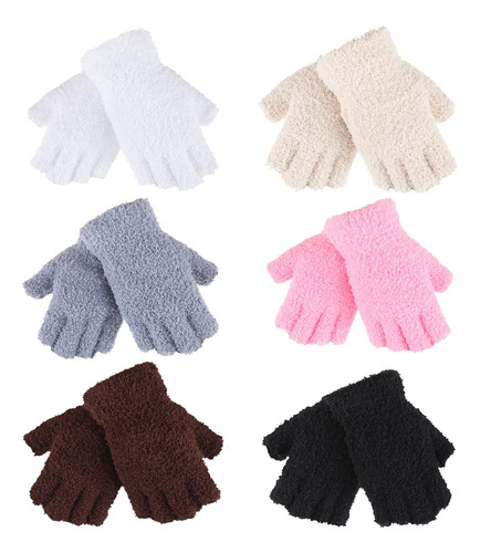 6 Pares De Guantes De Invierno Sin Dedos, Guantes De Medio D