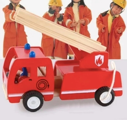 Camión De Bomberos Juguete De Madera Didáctico Montessori