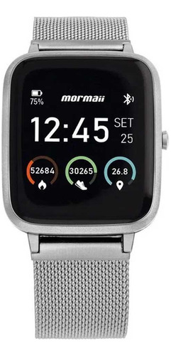 Relógio Mormaii Smartwatch Life Gps Full Displaymolifegah/7k Cor da caixa Prata Cor da pulseira Prateado Cor do bisel Prateado Desenho da pulseira pulseira de mesh em aço inox