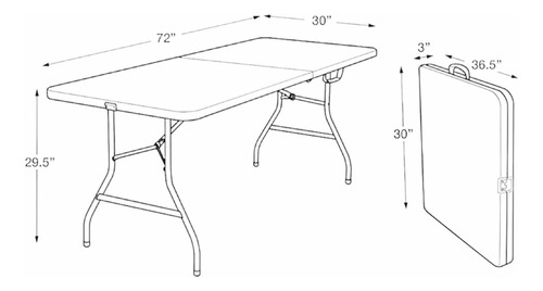 Imagen 3 de 4 de Cosco Mesa Multiuso Plegable Calidad Larga Negra Maletín Usa