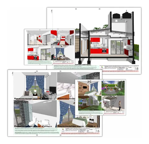 Plano De Casa Moderna Medidas Diseño Color 123m2