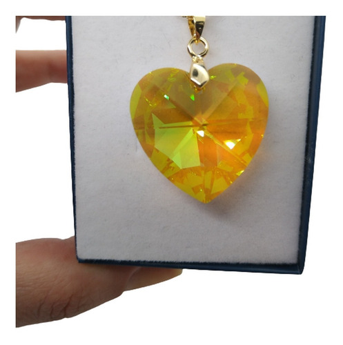 Imagem 2 de 4 de Pingente Cristal Swarovski Light Topaz Ab 2,8cm Folh. Ouro