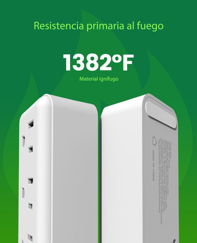 Imagen 6 de 8 de Barra Multicontacto 6 Enchufes Extensión Supresor De Picos