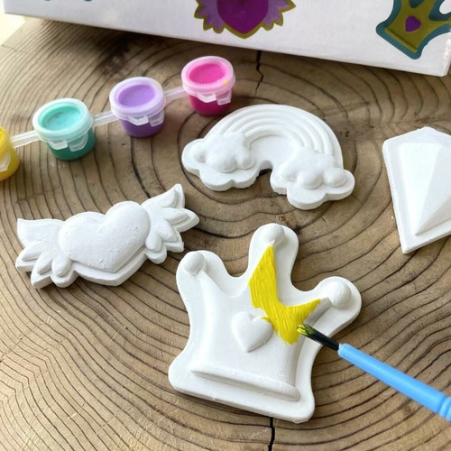 Imagen 2 de 6 de Kit Arte Para Pintar Figuras De Yeso Unicornio Gatos