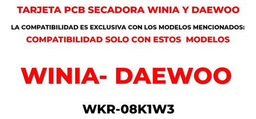 Tarjeta Pcb Para Secadora Winia Wkr 08k1w3