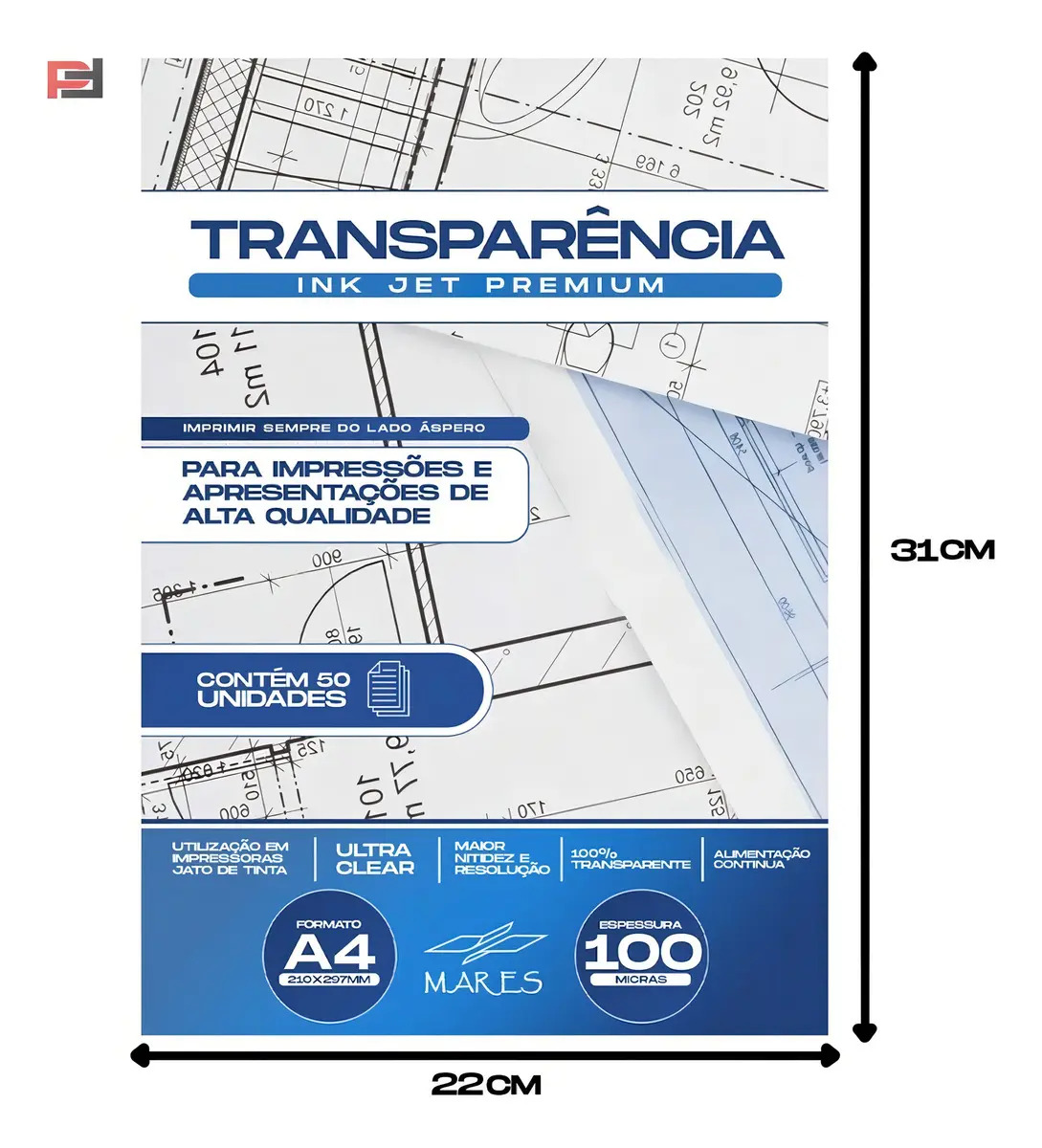 Transparência Sem Tarja Ink Jet A4 | 50 Folhas Jato De Tinta