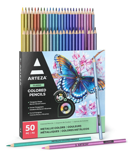 Arteza Lapiz Color Metalico Para Colorear Adulto Juego 50