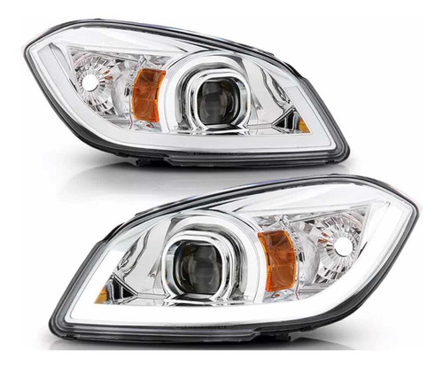 Faros Lupa + Led Cromados Para Pontiac G5 Cobalt 2005 - 2010