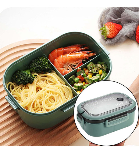 1200 Ml Bento Box Lunch Container 2 Capas 3 Compartimentos