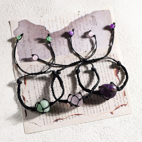 Pulsera De Hilo De Jade Negro Hecha A Mano