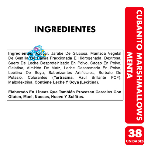Cubanito Marshmallows Menta De Fruna (contiene 38 Uni)