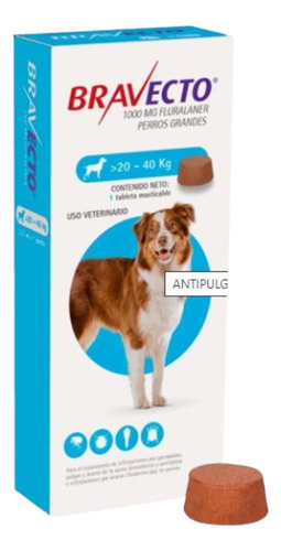 Antipulgas Antigarrapas Bravecto 1000 Mg 20-40 Kg Pack X2