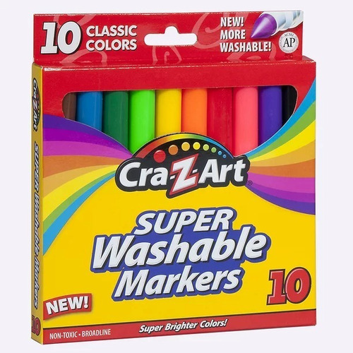 10 Marcadores Punta Fina Lavables Cra-z-art Sharpie Crayola