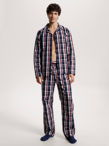 Pijama Manga Larga Global Stripe Azul Tommy Hilfiger Hombre