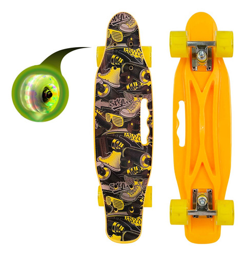 Skate Penny Carving Patineta Yellow Shoes Ruedas Led Niños